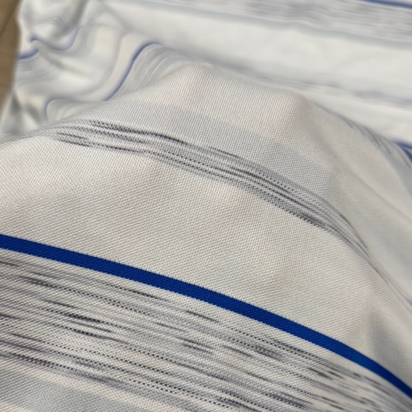 Callaway Men's Space Dye Stripe White and Blue Golf Polo Shirt Opti Dri - Picture 13 of 13